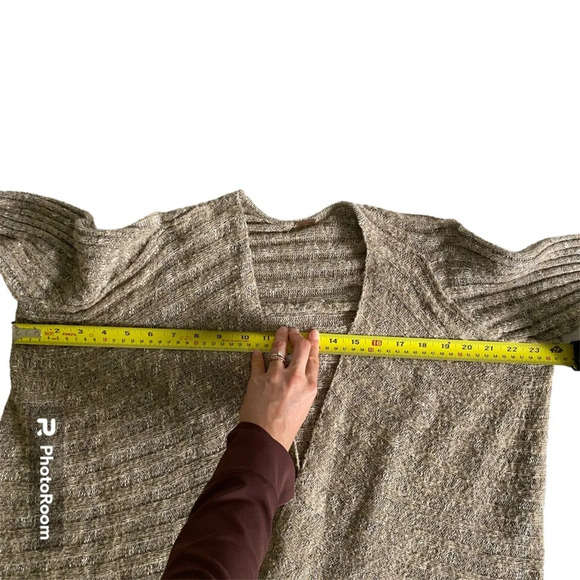 FREE  People Speckled Oversized Open Cardigan Sweater Taupe Size L - Picture 11 of 12